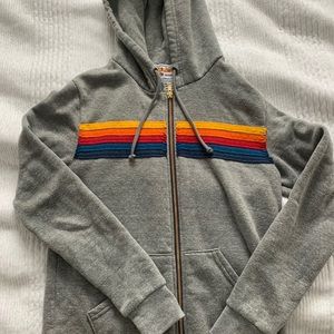 Aviator Nation Five stripe zip front hoodie size s